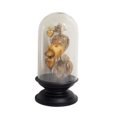 ROUND GLASS DOME WITH EX VOTO ORNAMENTS 